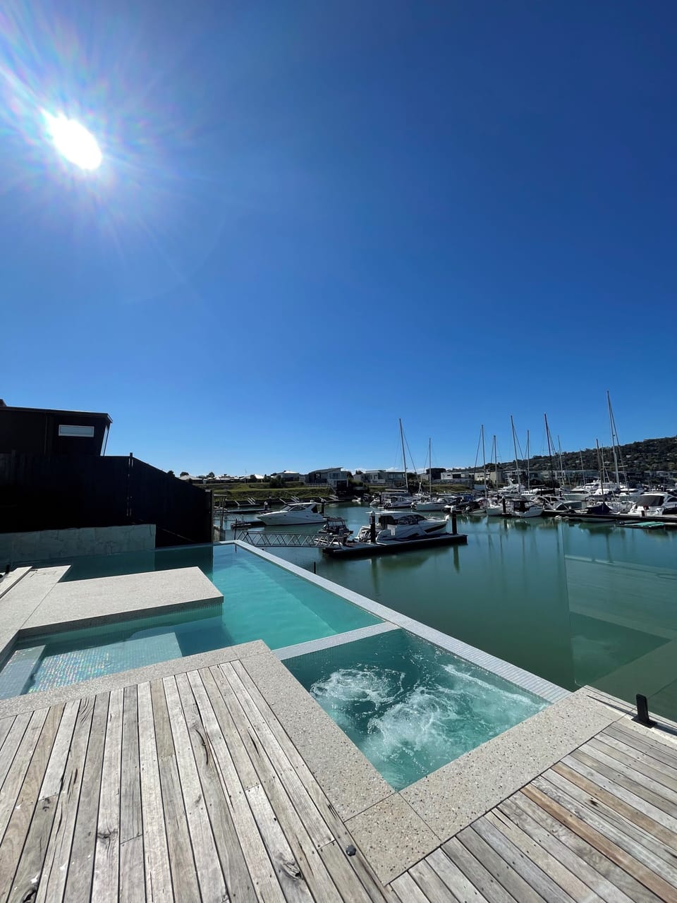 Lower floor deck, gas heated spa and pool 