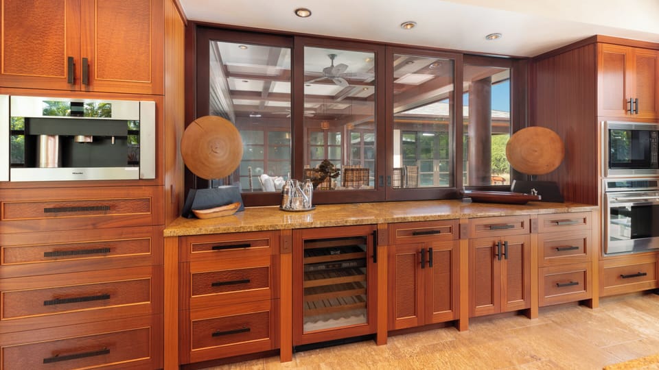 Prepare delicious island inspired meals in the large kitchen  A great assortment of Spices, Oils and essentials for cooking are provided