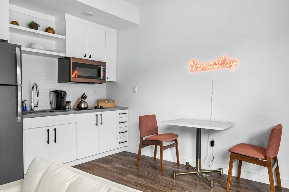 Dining table and kitchenette