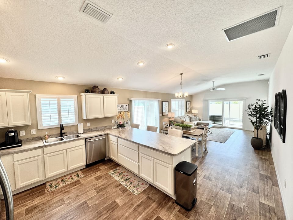 Open Concept: Living, Dining and Kitchen