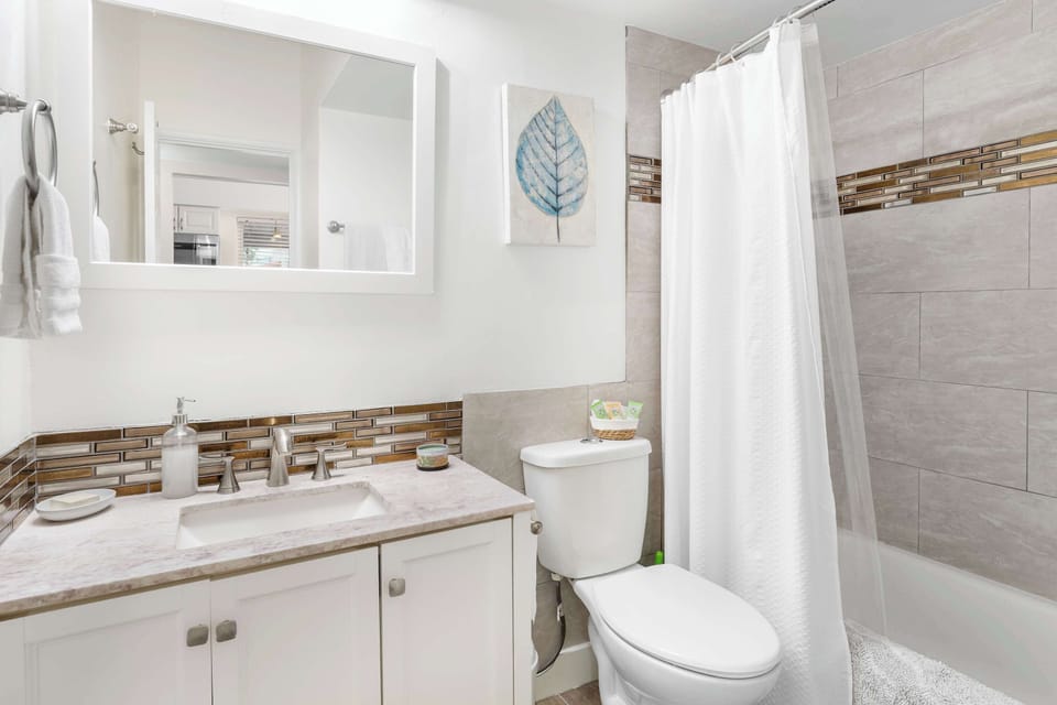 A spa-like bathroom experience awaits you here