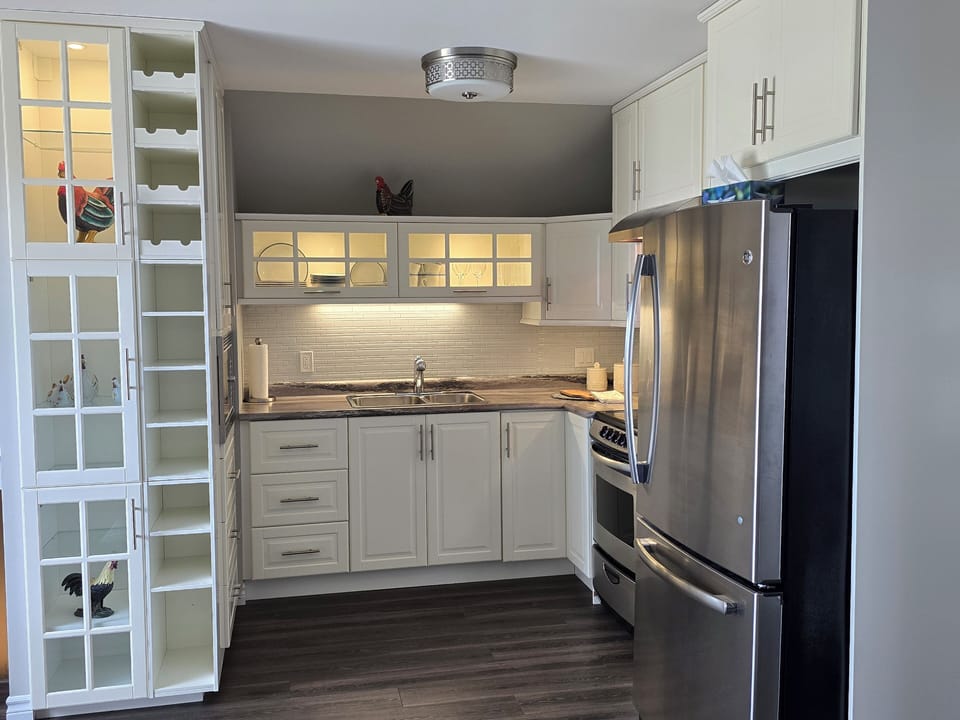 Fully equipped kitchen,  but no dishwasher .