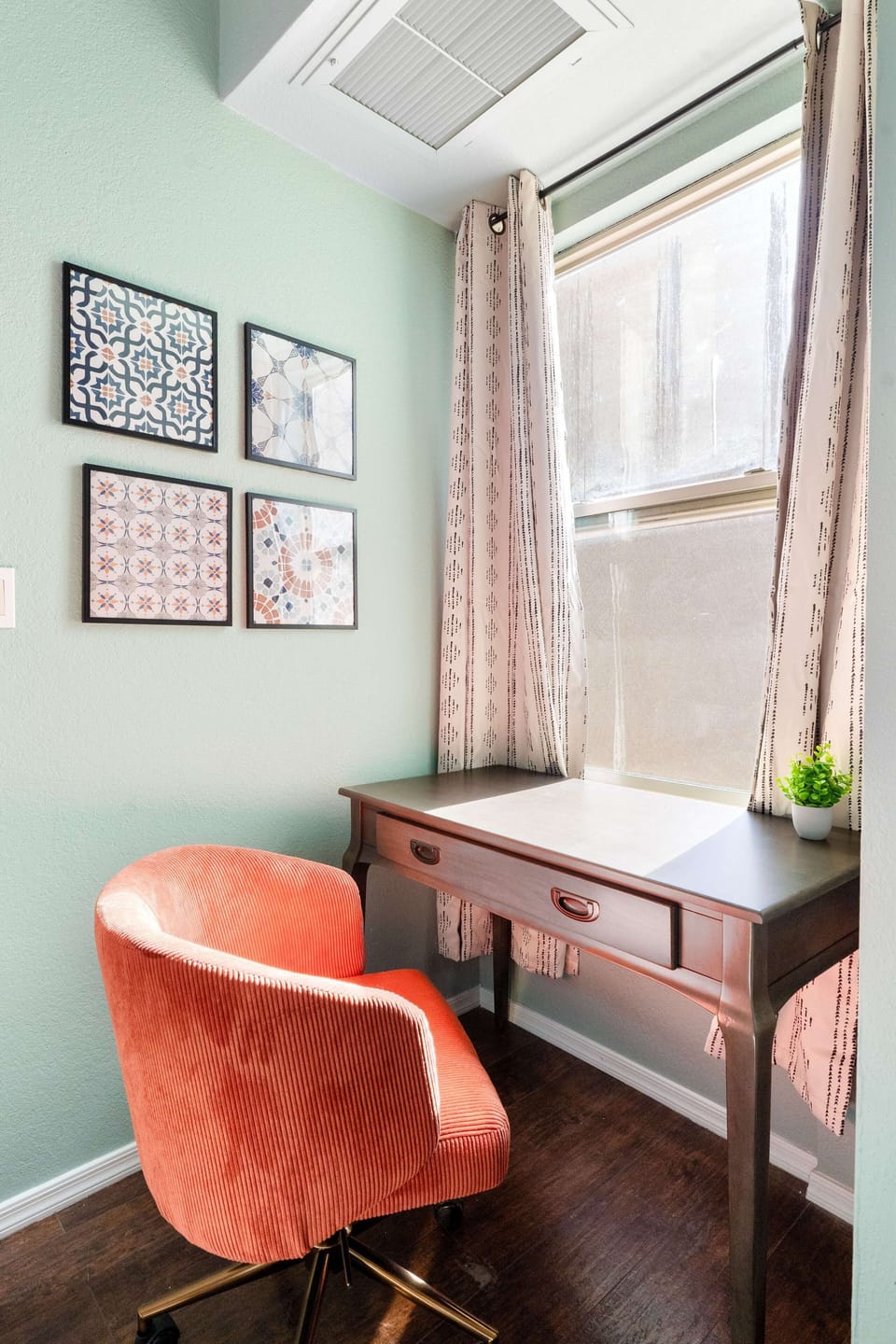 A cozy dedicated workspace right in the bedroom for maximum convenience!