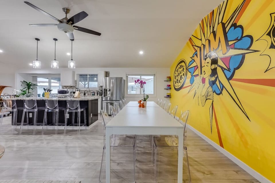Spacious Kitchen and Dining Area with Massive Dining Table
