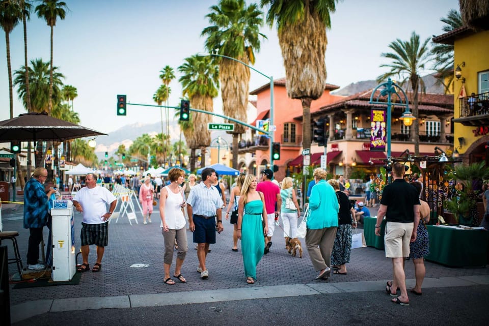 Every Thursday evening in Palm Springs, there’s one place to be: VillageFest. This nighttime street fair shuts down Palm Canyon Drive to traffic and you can watch live entertainment, and fill up on dishes from a collection of local food trucks.