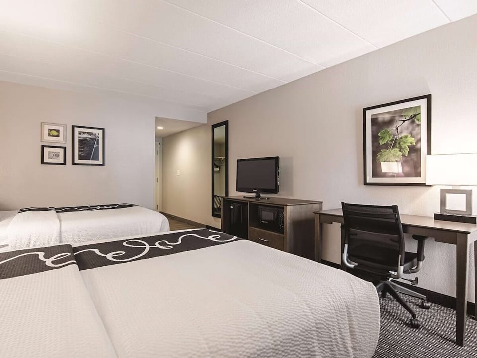Settle in with an easy workspace and relaxing TV time.