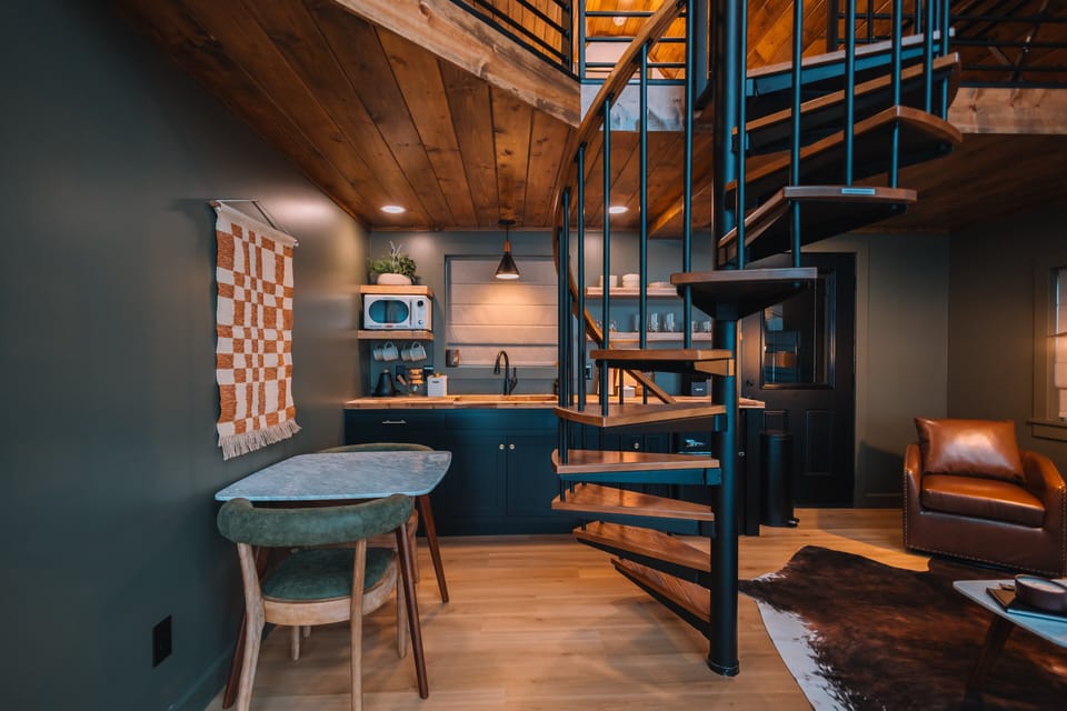 Walk up these spiral staircases to get the bedroom of your dreams, or to get a better view of the mountains.