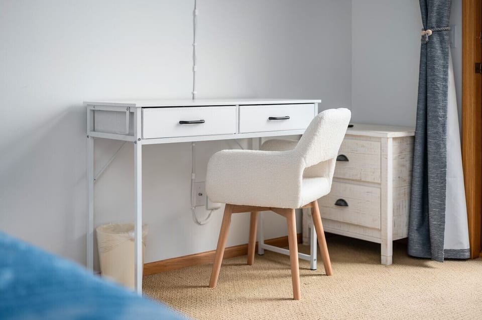 Dedicated workspace in upstairs master bedroom