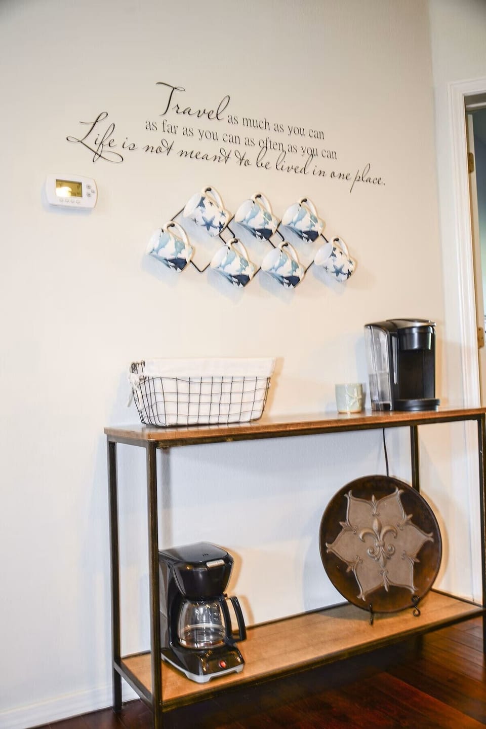 Coffee bar with Keurig & standard coffee pot w/starter set of Keurig pods