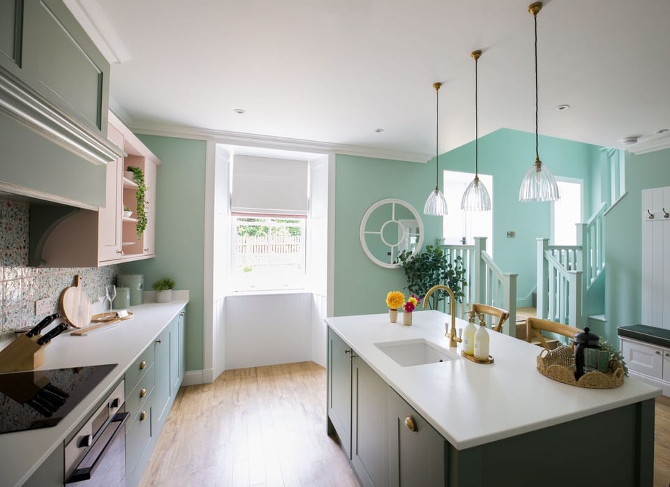Stables Cottage - a view from the kitchen towards the steps leading to the front door