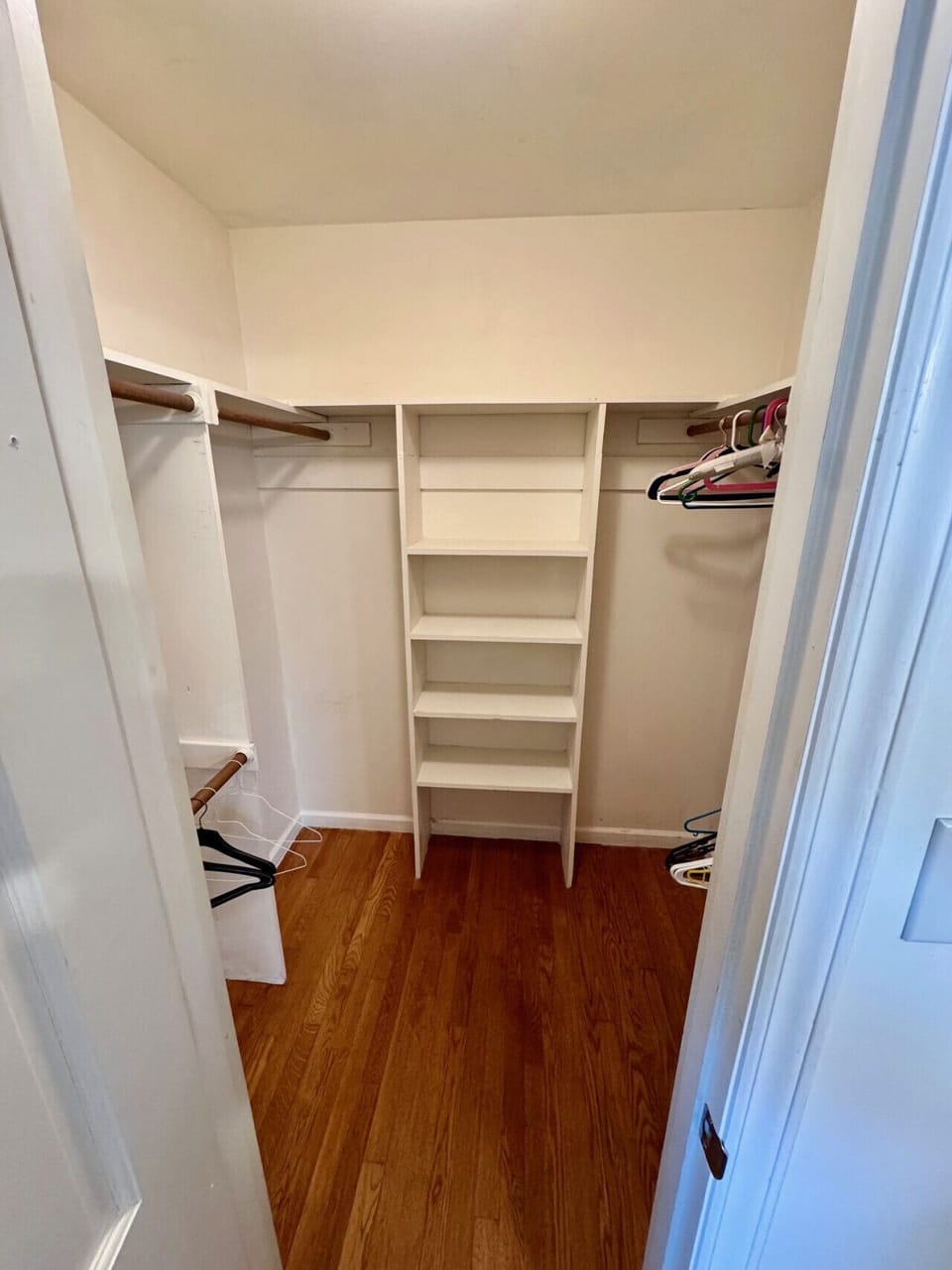 Walk in closet in master bedroom.