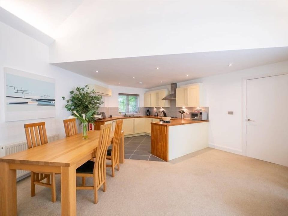 Large dining space and light, airy interiors