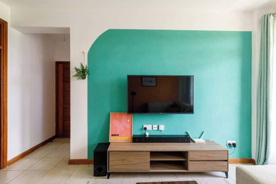The large smart TV in the modern living room
