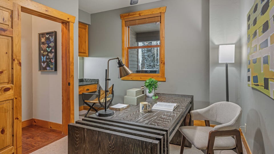 Main level office adjacent to the primary king suite