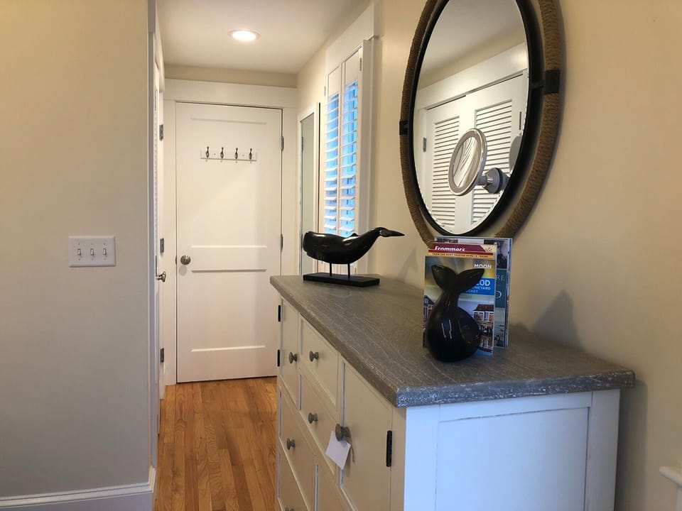 The west bedroom hallway includes a closet with a safe.