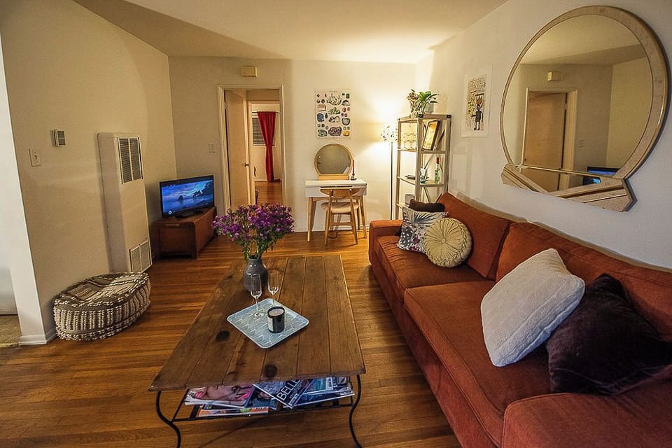 Large and bright beach apartment.