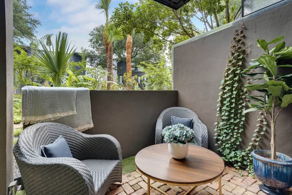 Private patio, perfect for relaxing or enjoying a meal outdoors in a peaceful setting.
