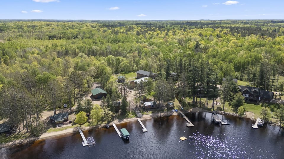 Ariel view of shared beach 2 docks