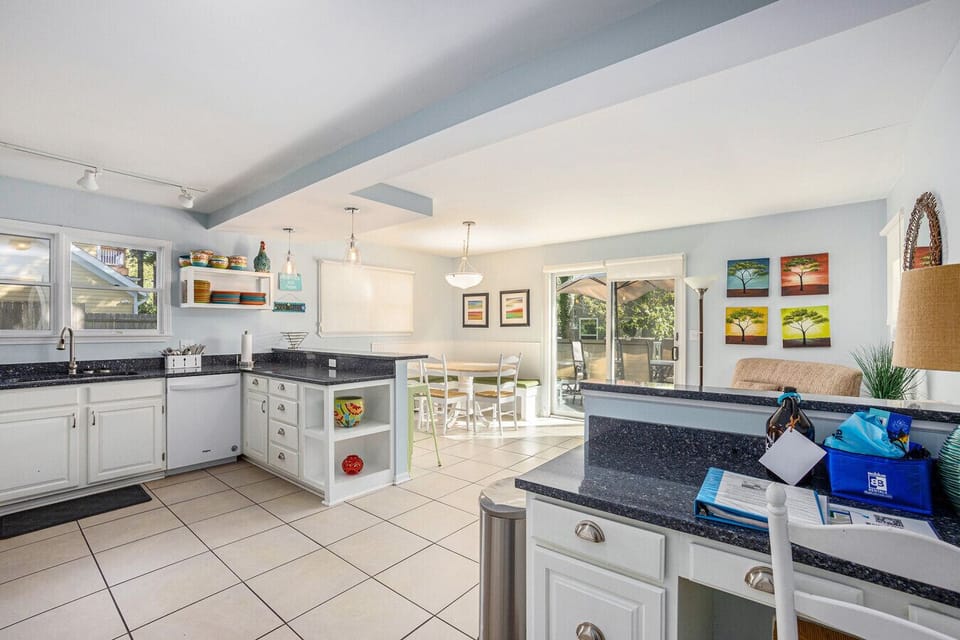 Colorful Kitchen food prep, dining and desk