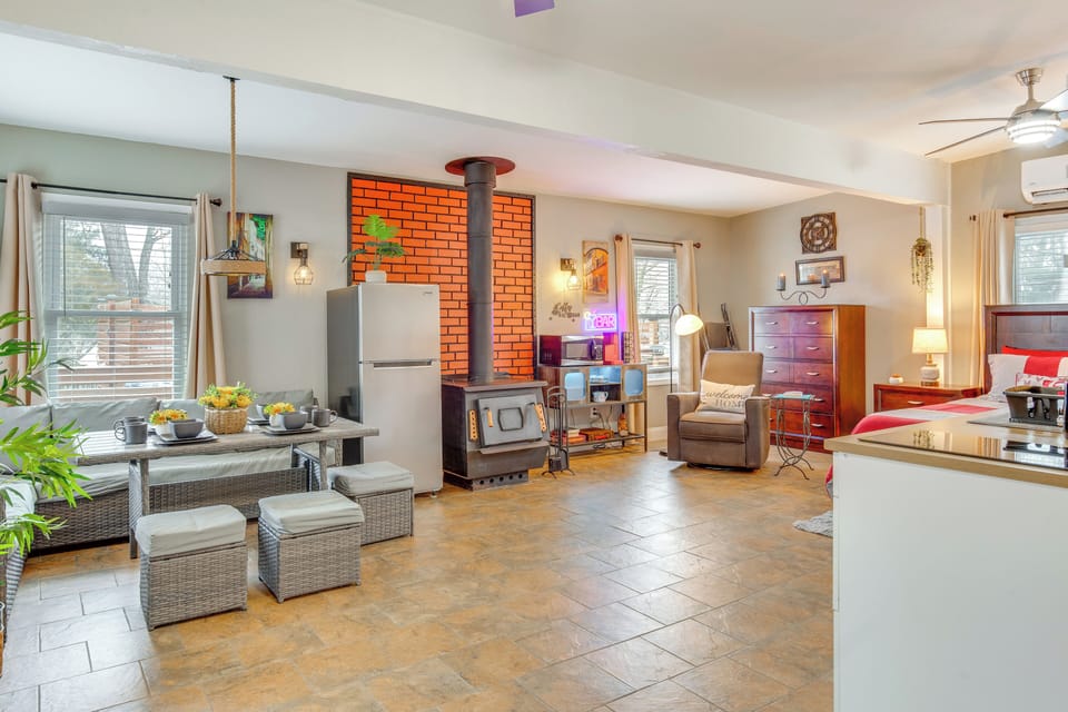 Seating Area | Books | Wood-Burning Stove