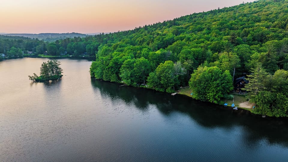 Peaceful lake panorama perfect for sunset watching