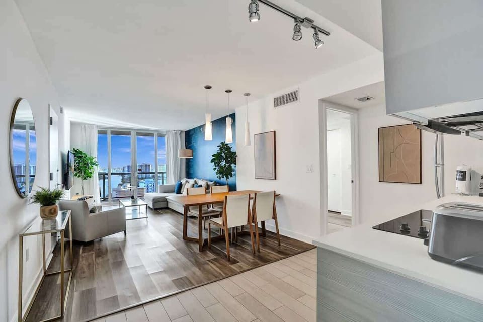 Open space living room and dining area