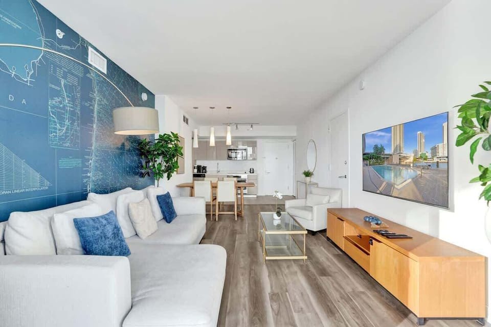 Open space living room and dining area