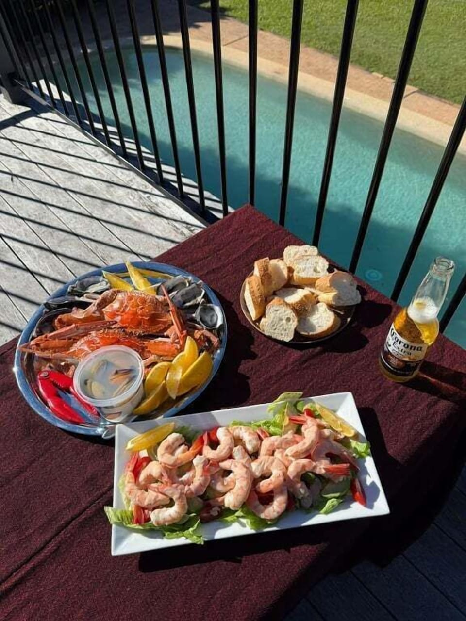 Relax on the deck with some fresh local seafood
