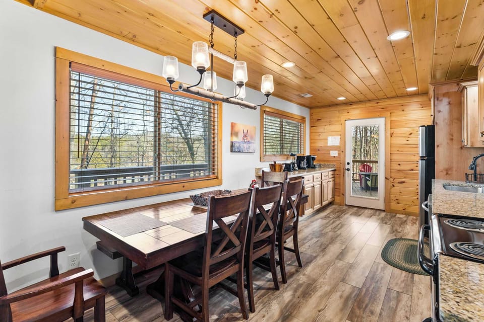 Dining table with seating for 8 