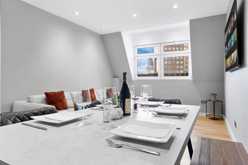 Contemporary dining setup with table styling, great for family meals.