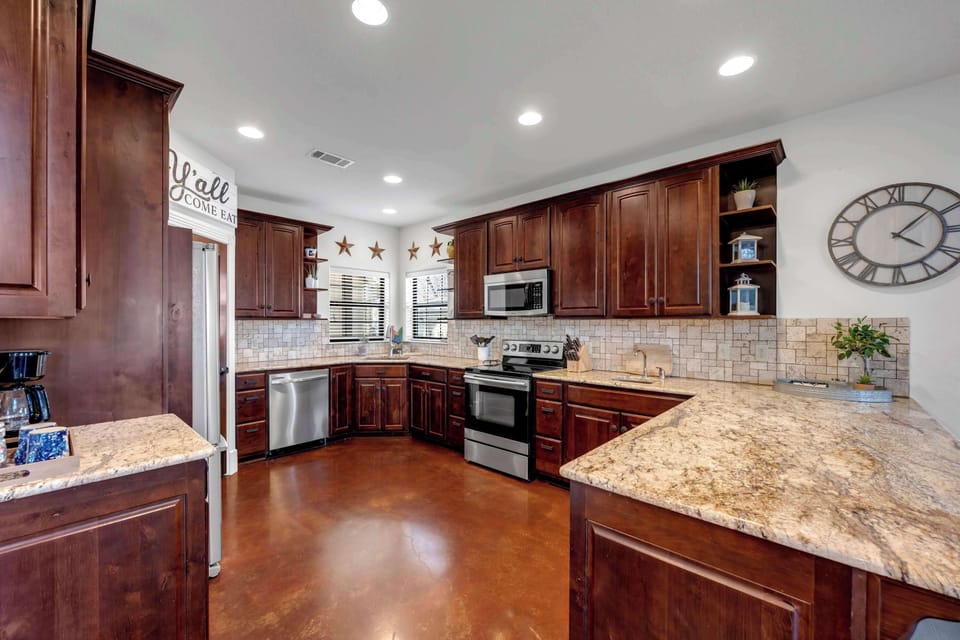 Kitchen has all cookware essentials and a Keurig Coffee Maker