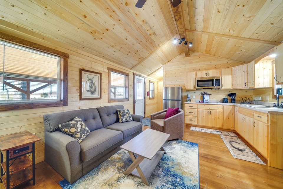 Living Area | Sleeper Sofa | Smart TV | Single-Story Cabin