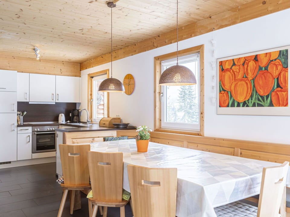 Furniture, Interior Design, Flooring, Wood, Light Fixture, Ceiling, Table, Floor, Chair, Dining Room
