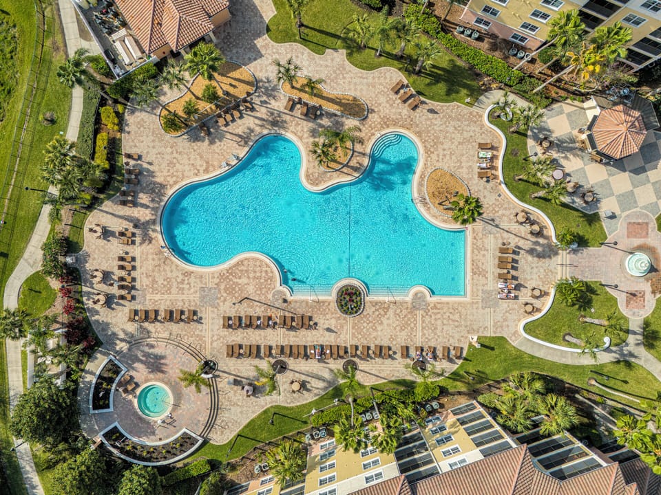 A stunning aerial view of the pool