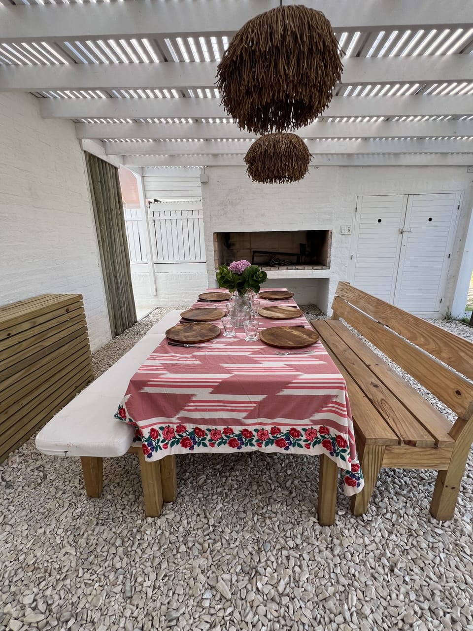 Outdoor patio with BBQ outdoor dinning furniture 