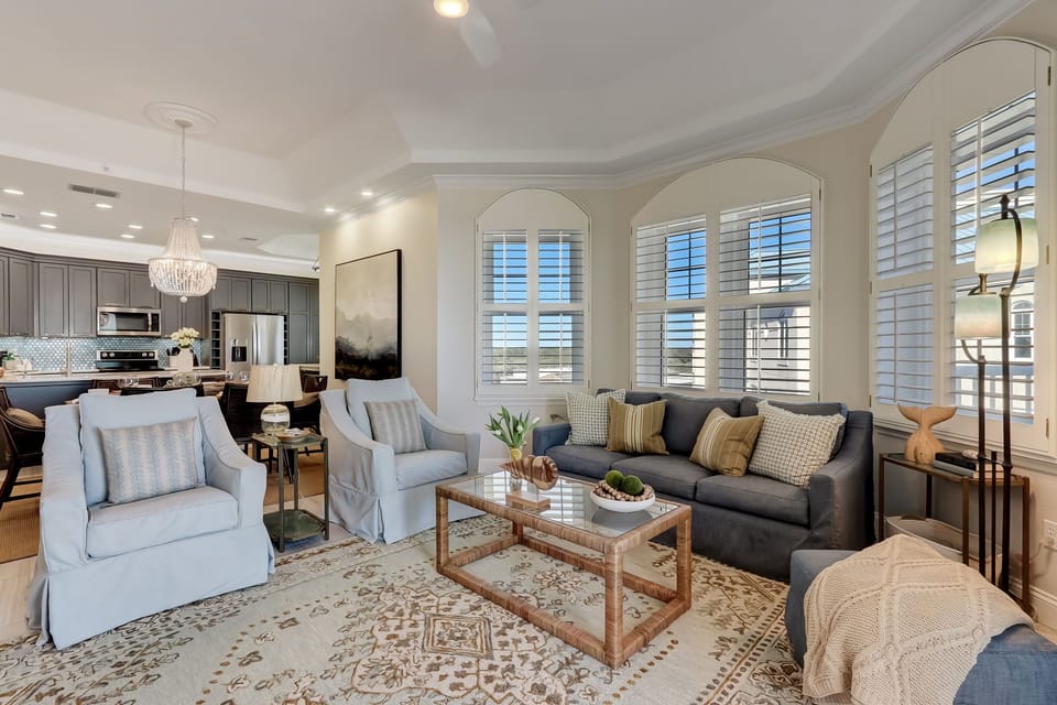 Absolutely Stunning Views from this Professionally Decorated Penthouse Living Area