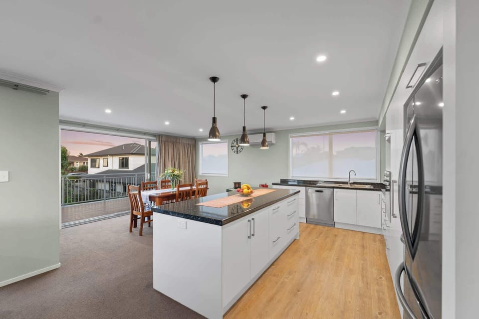Spacious open plan kitchen / dining / living 