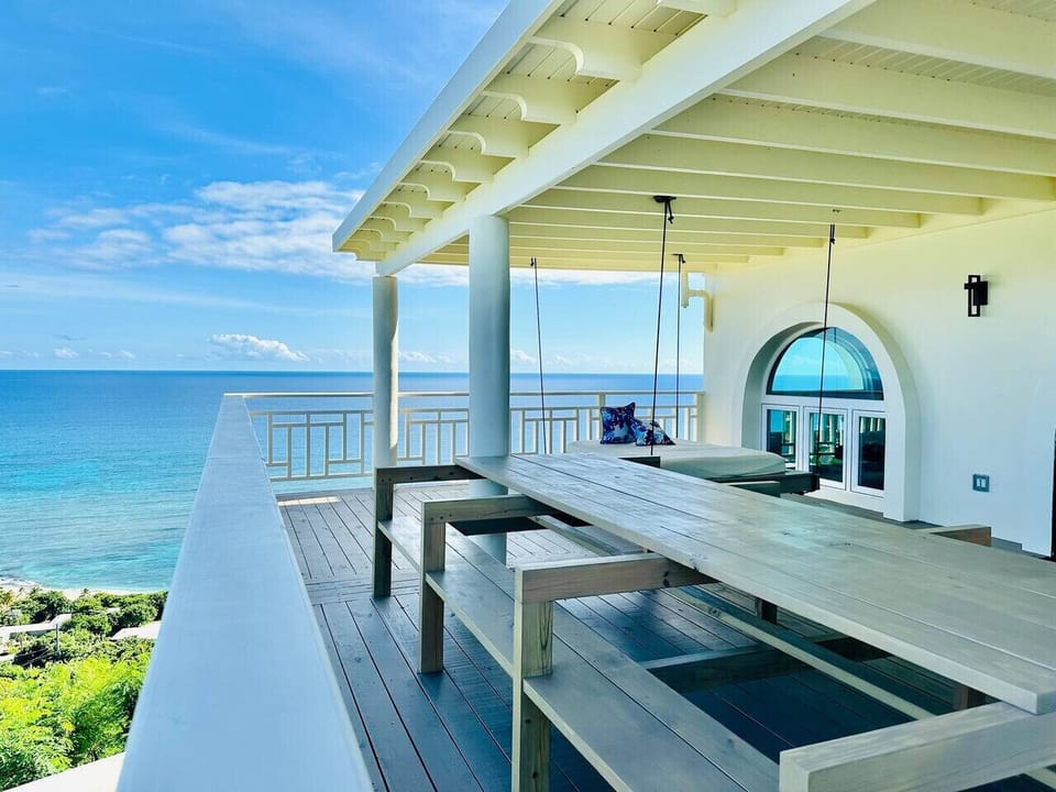 Outdoor dining table with view