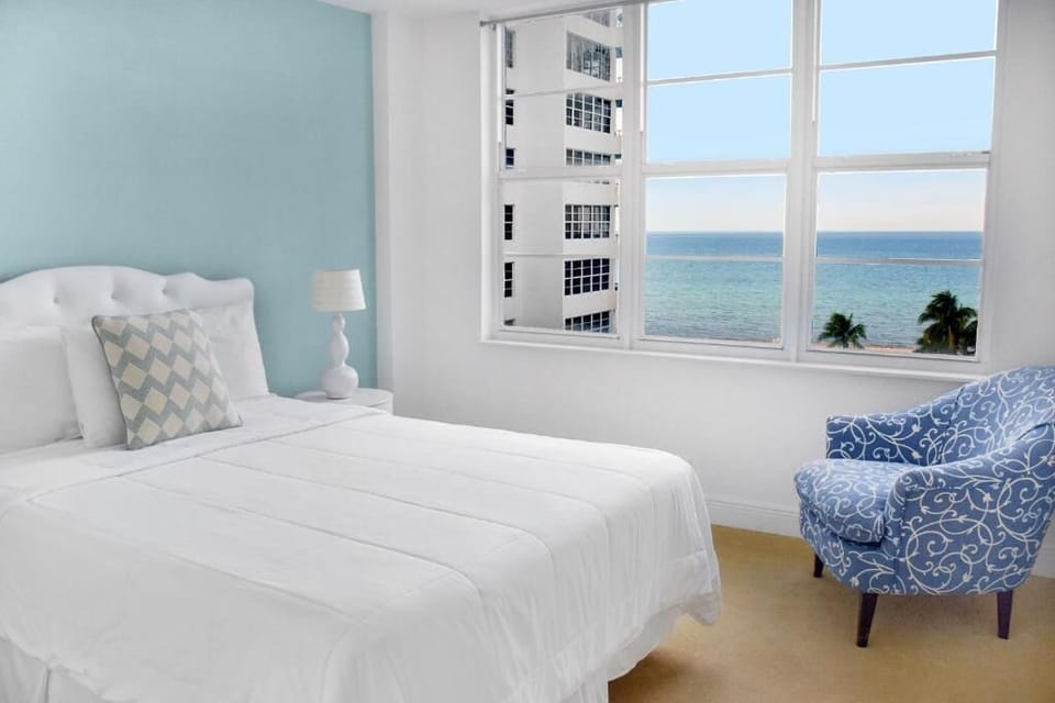 Drift off to sleep with calming ocean views outside.