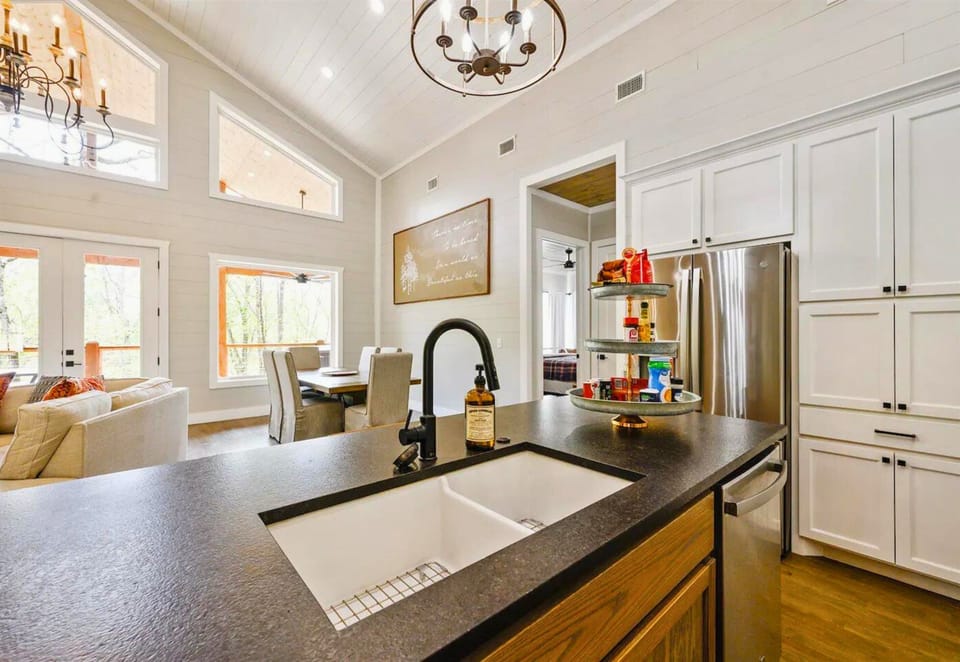 Whip up your favorite recipes in a kitchen that combines rustic charm with modern convenience.