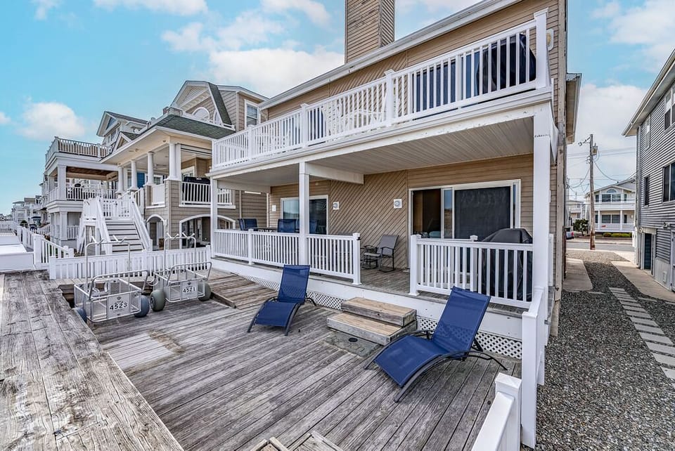 Outdoor furniture by the deck
