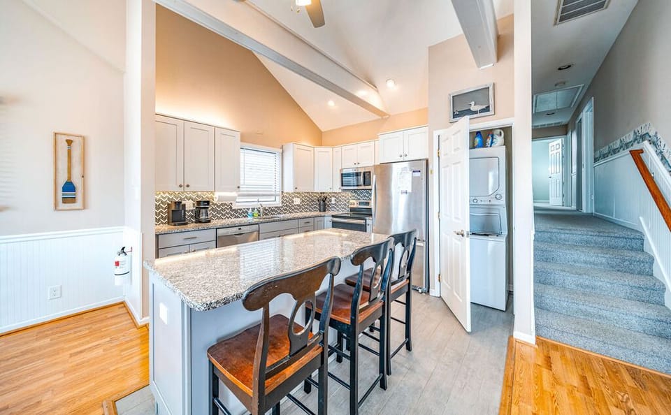 Kitchen island which can seat three
