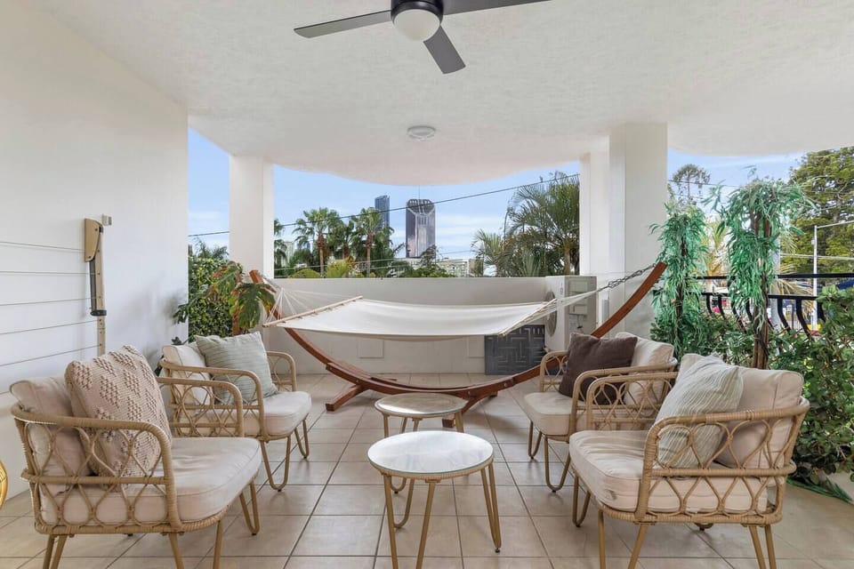 Expansive Private Balcony with Hammock and outdoor setting 
