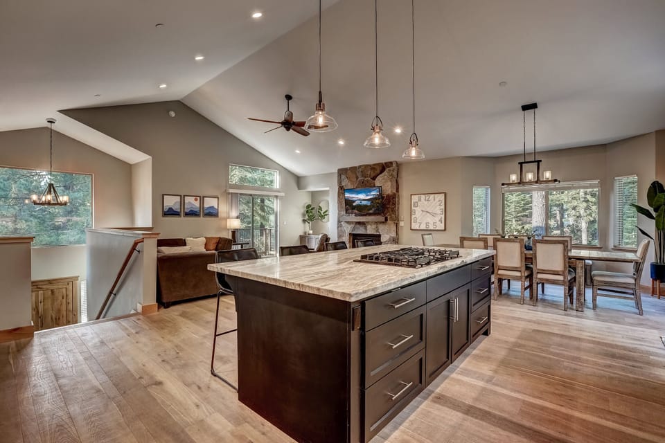 Kitchen island with gas stovetop