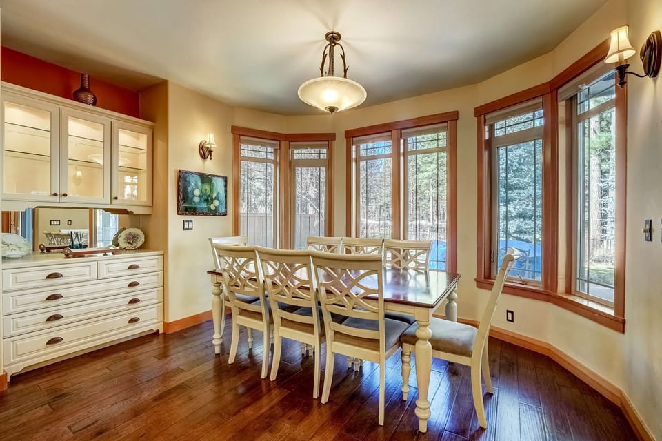 Dining table with seating for 8