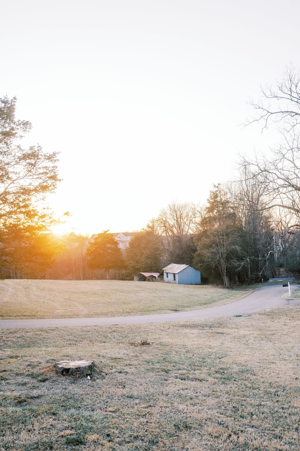 Winter view of fields and mountain range off cottage deck....serene.