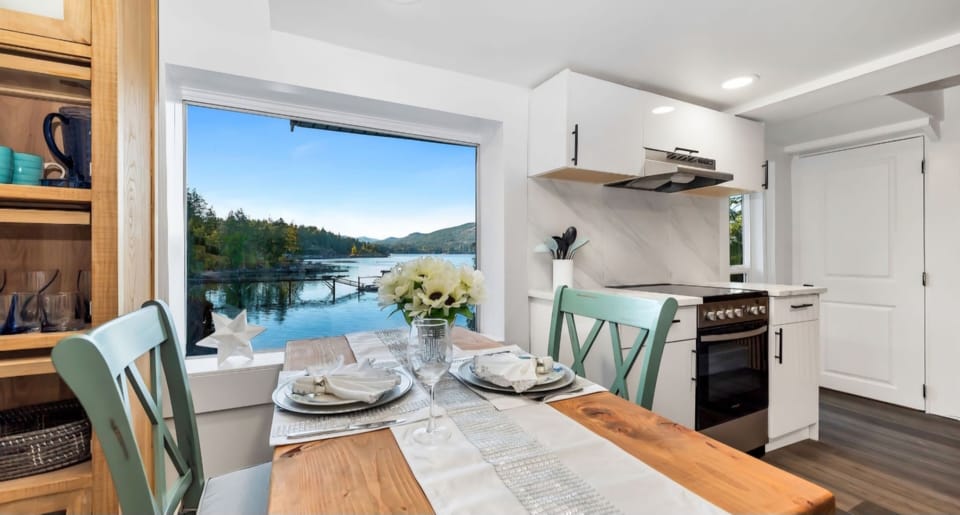 Savor your dinner while enjoying the water view.
