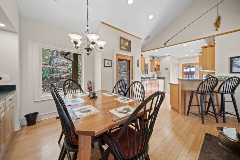 Dining Table Seats Six, with Additional Seating at the Kitchen Bar