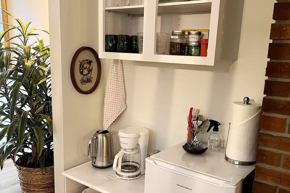 Coffee and Tea nook with mini fridge