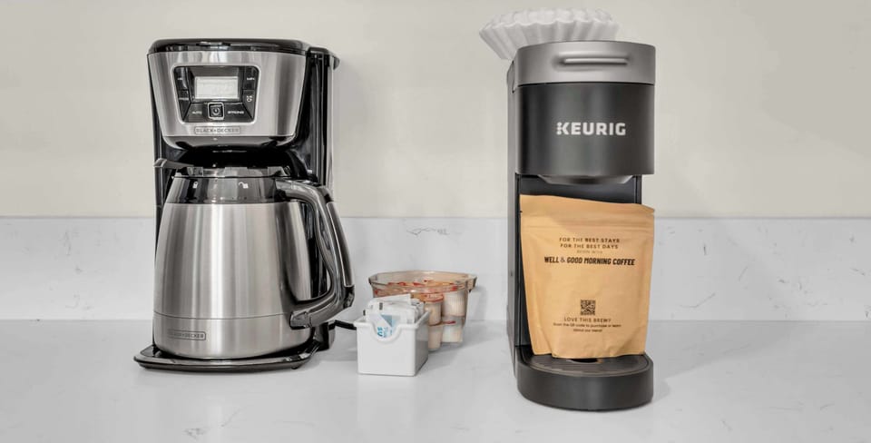 Fresh coffee every morning with our easy-to-use coffee makers.